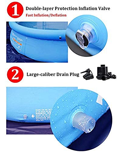 SHWYSHOP Pumpen-Schwimmbecken, rundes Garten-Schwimm-Planschbecken, mit Pumpe, perfekt für Jungen und Mädchen… – Bild 4