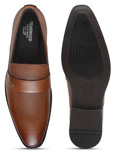 Image of TEAKWOOD LEATHERS Mens's Textured Leather Flexible 360 Moccasins, Stylish Classy Leather Shoes for Men
