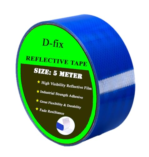 Image of D-fix High Intensity Radium Reflective Tape - 5 Meters in Length - 48mm / 2 inch Width - 1 Roll Per Pack - Car Bike and commercial vehicles Conspicuity reflective warning Tape Reflective tape (Blue)