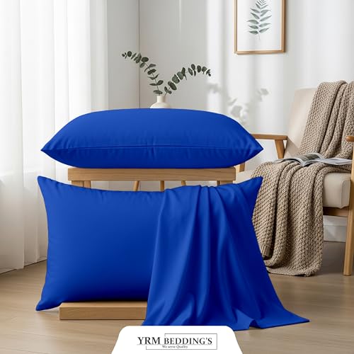 Image of YRM Bedding's - Egyptian Cotton 600TC Pillow Cover | Premium Pillowcases | Luxury Bedding-Export Collection | High Thread Count Durable & Breathable Covers - Royal Blue | [16''x26''] Inches