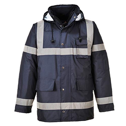 Image of Portwest Iona Lite Jacket Reflective Work Protection Safety Warning Hi Vis, Navy, Small