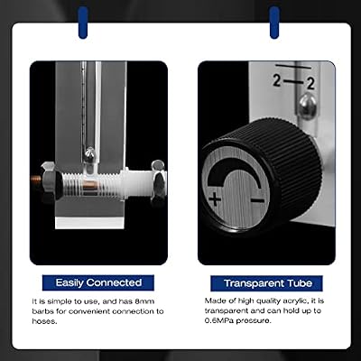 Flowmeter 2-20LPM Acrylic Air Gas Flowmeter with Control Valve for Measuring Controlling Gas