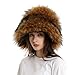yamerbo Women Fuzzy Bucket Hat Winter Fluffy Furry Plush Faux Fur Hats Warm Plush Brown Bucket Hat