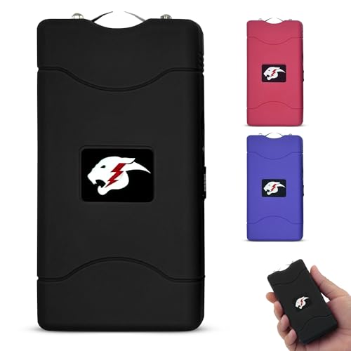 FURY Mini Stun Gun- Heavy Duty Self Defense with LED Flashlight Carrying case Belt Loop and Direct to Wall Charging (Black)