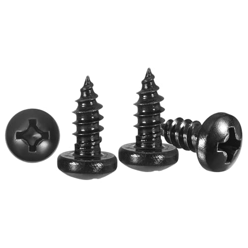 METALLIXITY プラス皿頭セルフタッピングネジ(#8x3/8") 25個 304ステンレス鋼自己攻釘ねじ金属木材プラスチック用 キャビネット壁シャッタープレートロック家具用 黒