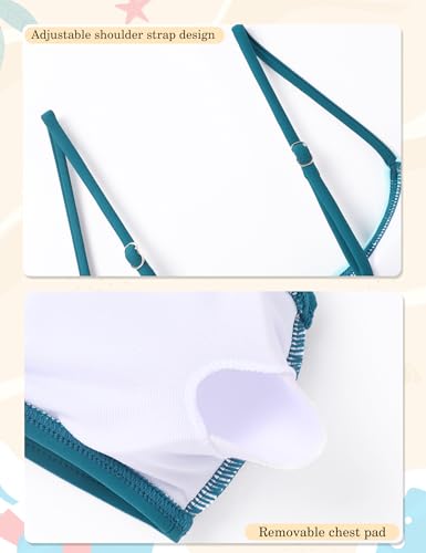 Image of Girls Swimsuits Bikini Set 2 Pieces Color Block Bikini with Adjustable Shoulder Strap Girls Bathing Suit 7-16Y