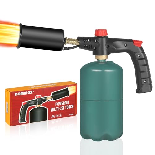 DOMINOX Powerful Propane Cooking Torch, Grill Gun& Culinary Kitchen Blow Torch with Lighter, Sear Torch Sous Vide, Charcoal Torch Lighter for Searing Steak, BBQ, Creme Brulee (Tank Not Included)