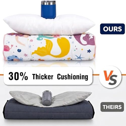 Image of Primlect Thickened Toddler Nap Mat with Removable Pillow and Minky Blanket, Extra Large 55''x35'' Sleeping Bag, Washable, Roll up, Perfect for Daycare, Preschool, Kindergarten, Boys and Girls Mermaid | 55''x35'' Sleeping Mat with Blanket, Washable, Roll up, Perfect for Daycare, Preschool, Kindergarten, Girls, Mermaid