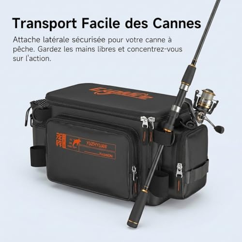 Sac de pêche en nylon noir obsidienne à grande capacité - 2