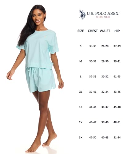 Image of U.S. Polo Assn. Womens Summer Pajamas Sets Cotton - Poly, PJ Sets for Women Shorts, 2 Piece Lounge Set Shorts