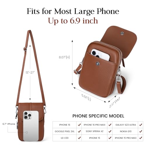 Image of befen Genuine Leather Small Crossbody Bags for Women Cell Phone Purse | Real Leather, RFID Blocking Card Slots, Multi Pockets, Cell Phone Bag, Travel Purse, Anti Theft