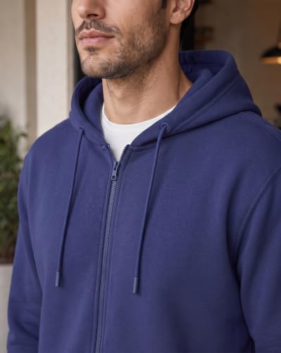 Image of Nobero Classic Zipper Hoodie for Men | Zip Up Hoodies for Men | Regular Fit | Full Zip Closure | Drawstring Hood | Zipped Hooded Sweatshirt | Cotton Rich Zipper Fleece Hoodie