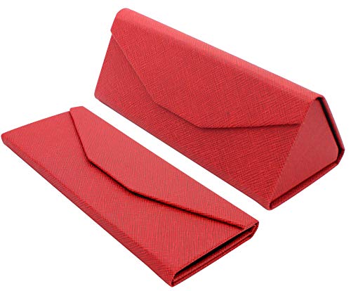 TBOC Funda Plegable Gafas de Sol - Estuche [Rojo] Rígido [Triangular] con [Cierre Magnético] y Forro Interior Bolso Mochila Coche Guardar Gafas de Ver Lectura Grandes Pequeñas para Hombre Mujer Niño