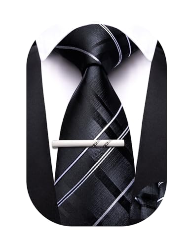 Image of Barry.Wang Boys Ties School Pre-Tied Kids Necktie Handkerchief Clip Set Uniforms Child Ties for 8-14 Years Wedding Party