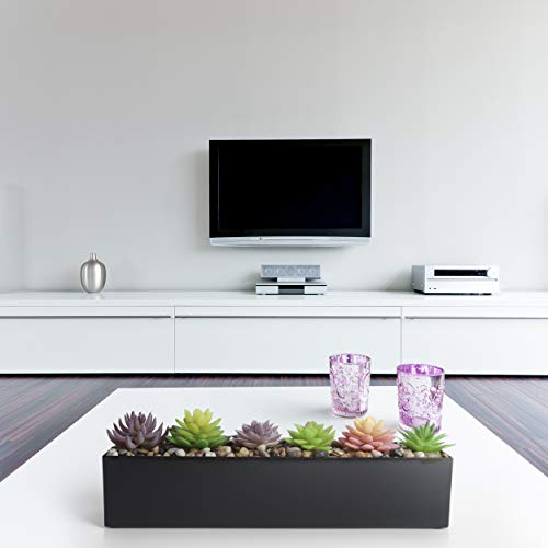 Modern Black Trough Rectangular Planter | 16“ Metal Window Planter Box For Succulent | Small Rectangle Planter For Desk Or Windowsill Planter | Stainless Steel Planter Great Gift Ideas For Women Men #TOP6