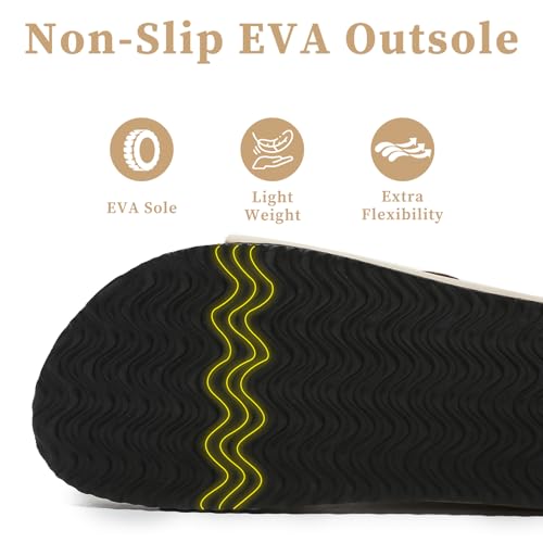Yozuru Womens Flat Sandals Cork Footbed Slides with Arch Support Adjustable Buckle Slip on Slides Summer Open Toe Beach Sandals4