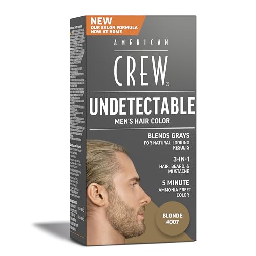 American Crew Undetectable Men’s Hair Color, Demi-Permanent Dye, Natural-Looking Gray Coverage for Men, Ammonia-Free, 007 Blonde, 1 pack