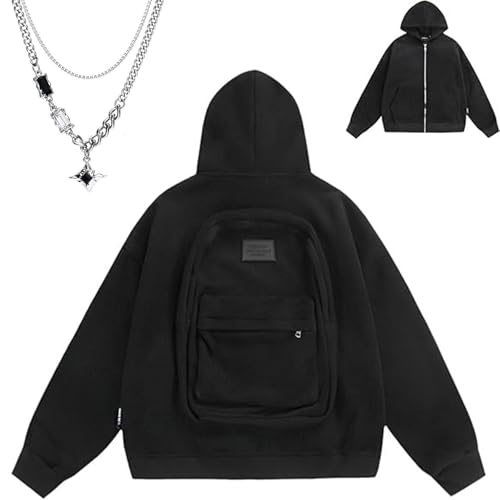 Onerazy- Travelshell Hoodie, Sweatshirt Backpack Hoodie - Hoodie Backpack, Zip Coat, Soft Top, Fold Bag, Travel Wear