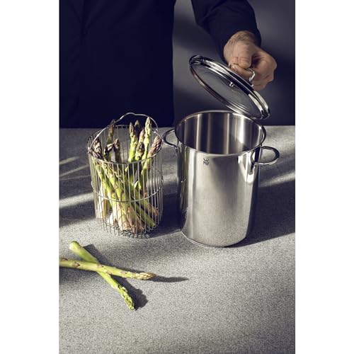 WMF Spargeltopf hoch mit Glasdeckel 16cm, Spargeltopf Induktion, Dampfgarer 5l, Cromargan Edelstahl poliert… – Ansicht 2
