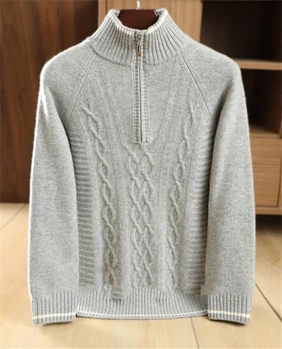 Disimlarl Men Wool Thick Sweater Mock Neck Half Zip Jumpers Pullover Twisted Long Sleeved Sweater2