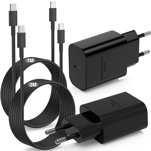 Chargeur USB C 45W pour Samsung S25 S24 et iPhone 17 avec 2 câbles type C
