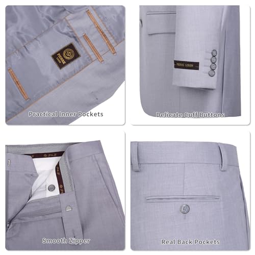 AMY ZHU Men's Classic Fit 2 Piece Suit Set,2 Button Suit Jacket & Pants for Wedding Business, Regular and Big & Tall Sizes3