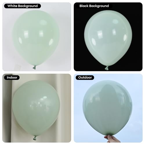Image of Pale Dusty Green Balloons 5inch Small Olive Sage Green Balloon 60pcs Mini Round Retro Haze Fog Latex Balloons for Arch Garland Light Green Balloon for Birthday Party Decoration Jungle Safari
