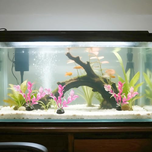 Image of 2 Pcs 4 Inch Small Aquarium Plants for Betta Fish Tank, Fish Tank Decorations Aquatic Water Grass Plastic Artificial Plant Reptiles Plants