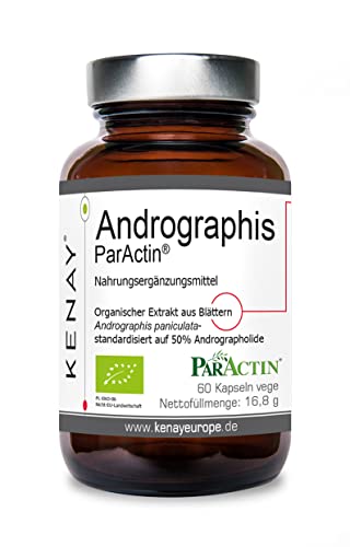 Andrographis ParActin - Extrakt aus Blättern Andrographis paniculata - 300mg pro Tagesdosis - 60 Kapseln vege KENAY EUROPE