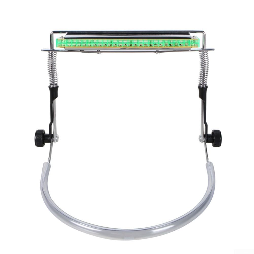Supporto professionale per armonica regolabile, antigraffio, regolabile, supporto per il collo, per tenere le mani libere (argento)