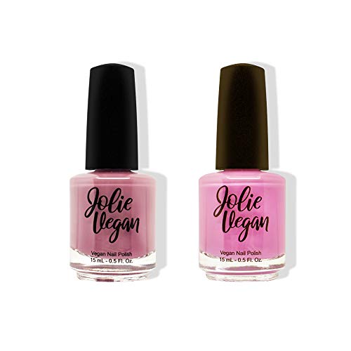 Jolie Vegan 2 Piece Nail Polish Set - Vegan, Cruelty-Free Nail Polish, Promotes Mental Health, Non-Toxic Formula, 11-Free, PETA Certified, 0.5 Fl. Oz. each (Like A Queen & Feeling Fabulous)