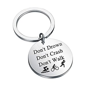CENWA Triathlon Lover Gift Don’t Drown Don’t Crash Don’t Walk Keychain How to Be Triathlete Gift for Triathlon Athletes, Grey, 3.0