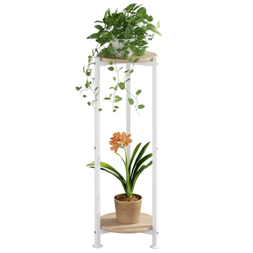 Dazioter blumenständer Pflanzenständer Metall, hoch,moderne Blumenaufbewahrung, Pflanzenregal für den Innenbereich Wohnzimmer, Balkon, Garten Weiß (Weiß, 2 Etagen)