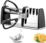Knife Sharpener with 4 in 1 and Finger Protection Knife sharpeners Best Grinding Grooves are Made of Diamond Tungsten Steel and Ceramic Knives Sharpener Safe and Non-Slip.