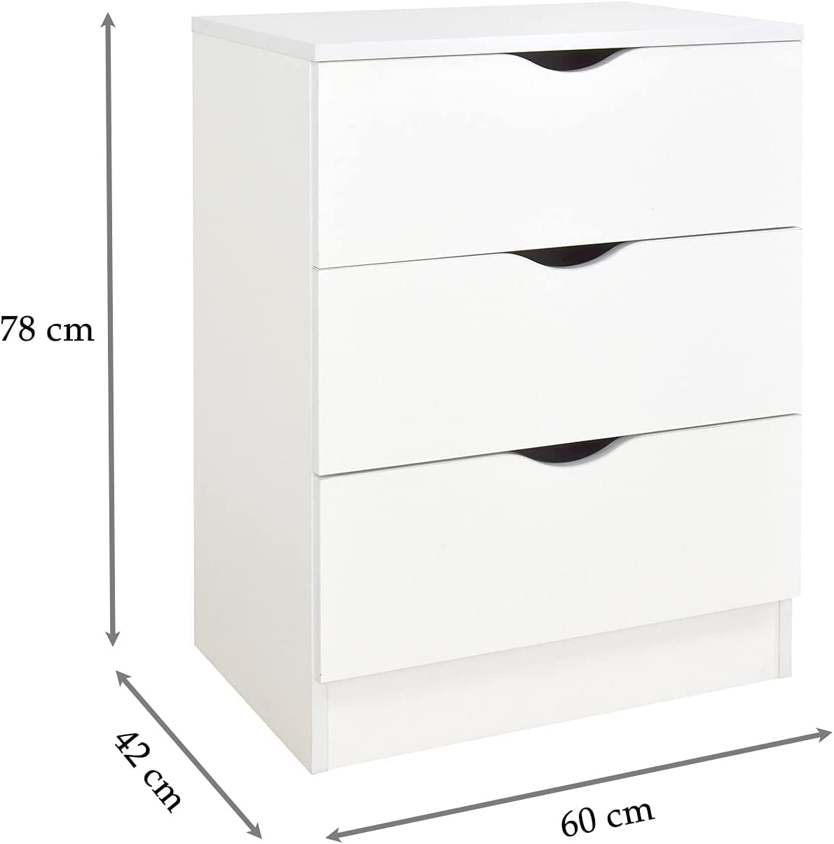 leomark cassettiera in legno 60 x 42 x 78 cm, comò con cassetti Roma, armadietto per camera da letto casa, scuola materna, asilo nido, stile scandinavo, mobiletto con stampa UV Dinosauri