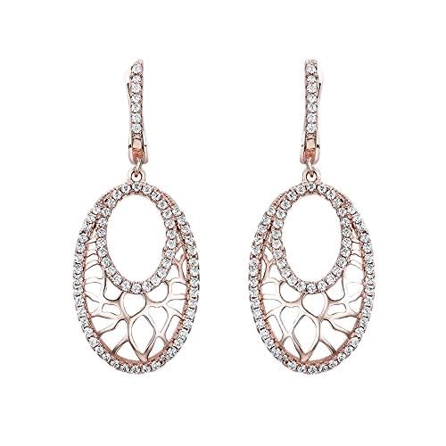 Boucles d'oreilles pendantes double ovale or rose parfaites pour illuminer vos soirées