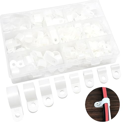 Hocansen 160Pcs Plastic Cable Clamps 8 Size Wire Cable Clips Kit 1/8
