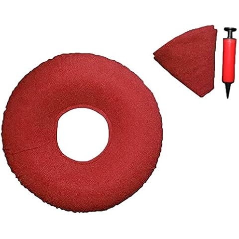 HAIZHILAN Hemorrhoid Donut Seat, Haemorrhoid Pain Inflatable Ring Cushion, Hemorrhoid Pillow, Pain Relief for Hemorrhoids, Prostate, Post Natal, Surgery, Pressure Sores- Air Pump Included Cover