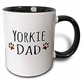 3dRose Yorkie Dog Dad Mug, 11 oz, Black