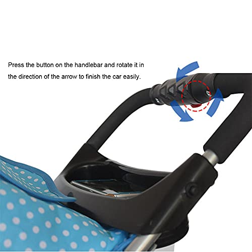 Foldable Pet Stroller 4 Wheeler, Detachable Travel Carrier for Small Dog Cat, Light Weight and Easy to Walk Folding Travel Carrier for Small Pets (Blue-White)