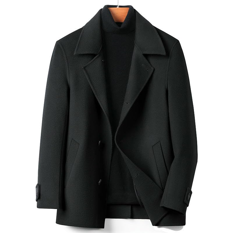 Gabardina corta de lana para hombre abrigo coreano casual de doble cara 5
