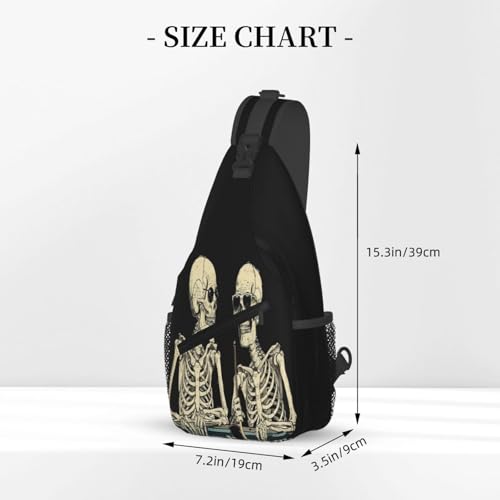 Image of SUPLUCHOM Sling Bag Funny Skeleton Hiking Daypack Crossbody Shoulder Backpack Travel Chest Pack for Men Women