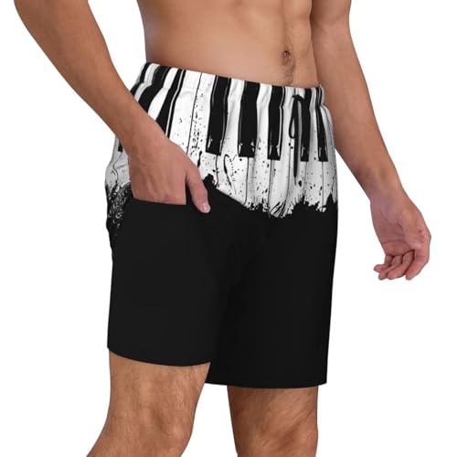 Piano Print Stylish Men Shorts Quick-Dry Swim Trunks Beach Vacation Surfing Daily Casual Wear3