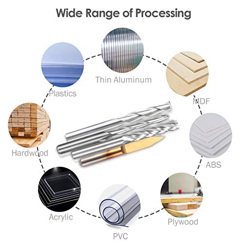 HQMaster End Mill Combination Kit Set CNC Router Bits Cutter Cutting Milling Tool (4 Type, Each 10Pcs) - Thumbnail 5