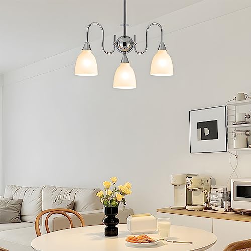 Image of 3-Pack White Frosted Glass Shade Replacements, Ceiling Fan Light Covers Glass Globes Lampshades for Chandelier Vanity Lights Wall Sconces Pendant Light, 1.61 inch Fitter Size, 5 inch high x 4.7 inch diameter