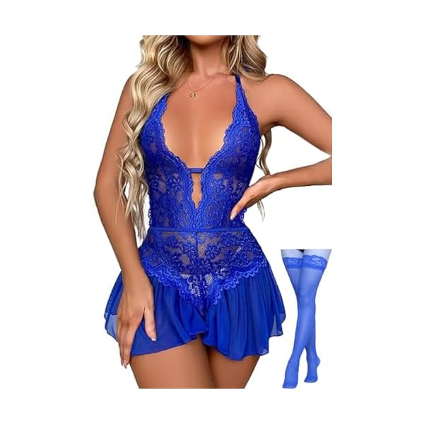 Descubre la mejor manicura y pedicura de LugoPulsa aqui 👈🏼 y pide cita Rayson-Conjunto-de-Lenceria-con-Meida-Mujer-Encaje-Ropa-Interior-Cuello-en-V-Babydoll-Body-Ropa-de-Dormir-Sin-Espalda-Camisones