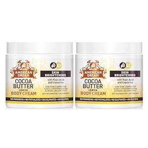 American Dream Cocoa Butter Body Cream for Skin Brightening with Lemon Oil, Kojic Acid & Liquorice 453g – 2 jar pack 906g in total