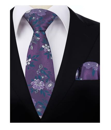 Image of Alizeal Mens 3.15'' Colorful Flower Pattern and handkerchief Necktie Set