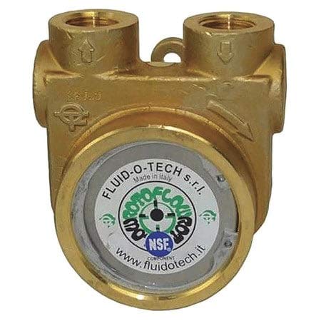 Fluid-O-Tech Brass Rotary Vane Pump, 1/2 Inlet/Outlet NPTF, Max Flow 327 GPH, Min Flow 319 GPH, Max Pressure 260 PSI, Carbonator Clamp Style Mounting