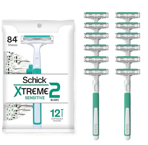 Schick Xtreme 2 Blade Sensitive Skin Disposable Razor For Men Pack of 12